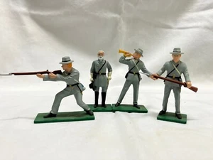 Set of 4 - 54 mm Scale Infantry Robert E Lee Bugle Corp Lead Soldiers Blue Box - Picture 1 of 4