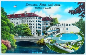 Cartolina Somerset Hotel Boston Massachusetts vintage ponte piscina cromato - Foto 1 di 2