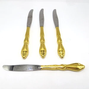 4 CUCHILLOS DE CENA DE ANIVERSARIO DORADO 1847 Rogers Bros 8.5" placa eléctrica de oro 4908 - Imagen 1 de 4