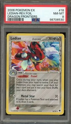 Pokemon Ledian EX Dragon Frontiers Reverse Holo Rare #18 PSA 8 - Image 1 of 2