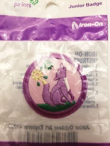 GIRL SCOUTS- Junior Eco Camper Wolf/Fox COLLECTIBLE IRON ON PATCH - Picture 1 of 2