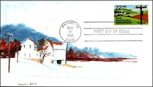 Scott 2144 - 22 Cents Rural Electrification Vaughn Hord Hand Painted FDC Unique? - Picture 1 of 2