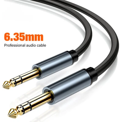 6.35mm Male to Male Instrument Cable Dual/Mono Jack Guitar Patch Cord Connector - Image 1 of 4