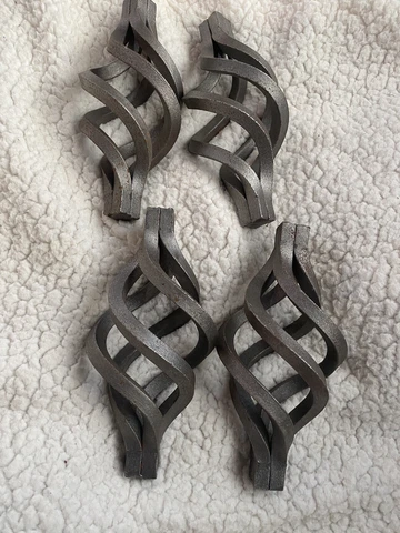 Set of 4 Vintage Spiral Cast Iron Wrought Fence Topper Ornament Architecture Cover