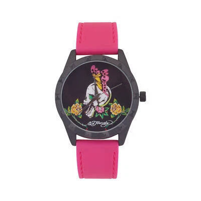 Ed Hardy Ladies Black/Fushia Plain Watch Analog - Image 1 of 3