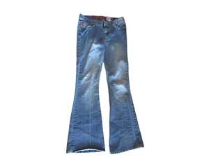 Vintage Y2K Mudd Light Denim Low Rise Bell Button Jeans in Size 3 - Picture 1 of 7