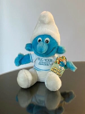 VINTAGE STUFFED SMURF 1979 with HUG YOUR SMURF shirt and ORIGINAL TAG 11" tall - Image 1 of 4