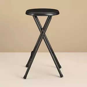 Folding Metal Stool, Black Lightweight and portable Durable and sturdy - Picture 1 of 10