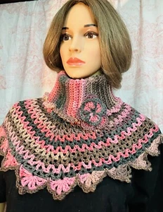 Small Handmade Crochet Poncho Multicolored - Picture 1 of 5