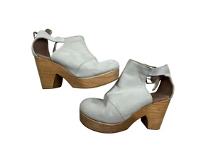 Free People White Suede Wooden Clogs Shoes Womens Size 37 7 - Picture 1 of 14