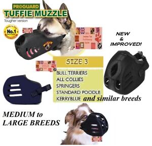 GRAND Taille 3 TUFFIE Dog MUZZLE Confort PAS DE MORSURE XTRA HeavyDUTY AJUSTEMENT RAPIDE ENTRAÎNEMENT