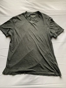 PD&C Mens Grey short sleeve 1/4 button tee shirt size L - Picture 1 of 5