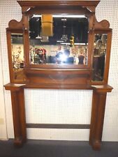 Antique Oak Fireplace Mantle. 3 Beveled Mirrors. 2 Columns. 84"H x 60"W. 1870