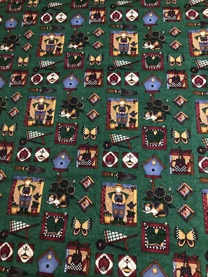 Tela DEBBIE MUMM -2 piezas 1 3/8 yardas X 45” y 78” X 16” verde jardín Greta Cott Foto 1 de 4