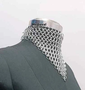Collar de cota de malla anillo a tope de aluminio gargantilla medieval diseño único pieza de cuello - Imagen 1 de 3