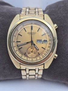 Seiko 6139-6015 'Gold Bruce Lee' Chronograph Automatic 1975 Org. Bracelet - Picture 1 of 11