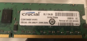 CRUCIAL CT25672AA667.M18FG 2GB 240 PIN UNBUFF DIMM 256Mx RAM Memory - Picture 1 of 2