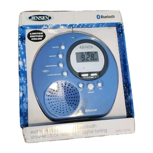 JENSEN JWM-160 Radio Orologio Doccia Bluetooth Digitale Resistente all'Acqua Rara Blu - Foto 1 di 5