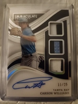 2023 Carson Williams Panini Immaculate  Rookie Patch Auto , 11/25 1st Print Rays - Image 1 of 2