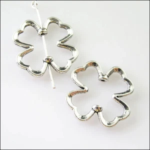 Clover Flower Frame Beads Charms Tibetan Silver Tone Spacer Jewelry 20 Pcs - Picture 1 of 4