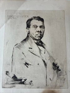 Albert A. Smith Lithograph Etching Print Signed In Plate Booker T Washington ￼ - Picture 1 of 13