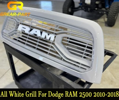 Parrilla totalmente blanca para Dodge RAM 2500 2010-2018 parachoques delantero rejilla malla con letra Foto 1 de 4