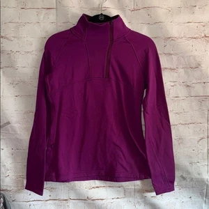 Title Nine asymmetrischer Viertelreißverschluss lila Fleece S kleine Stehkragen Daumenlöcher - Bild 1 von 10