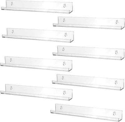 15-Inch Acrylic Invisible Kids Floating Bookshelf - 8 Pack, Clear Display Shelve - Image 1 of 4