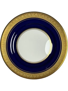 Piatto pane e burro Aynsley England Buckingham blu cobalto e oro Bone China - Foto 1 di 2