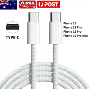 Type C to Type C Cable USB C Fast Charger Lead Long For iPhone 15 Plus Pro Max - Picture 1 of 10