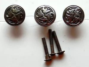 3er Set Vintage Schubladengriffe Knöpfe MCM 1 1/16" Durchmesser 0,75" Profil silberfarben - Bild 1 von 2