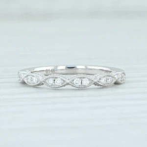 New 0.12ctw Diamond Ring 14k White Gold 6 Stackable Wedding Anniversary Band - Picture 1 of 7