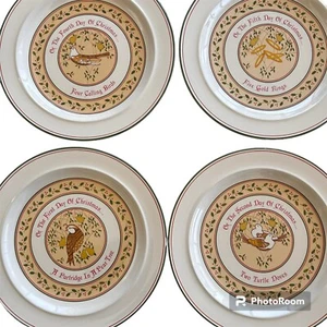 Vintage Anchor Hocking Stoneware 12 Days Christmas Dinner Plate Complete Holiday - Picture 1 of 15