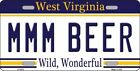 MMM BEER WEST VIRGINIA STATE BACKGROUND METAL NOVELTY LICENSE PLATE