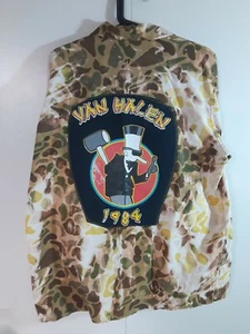 Vintage Van Halen Western Exterminator 1984 Hammer Man Hunters Choice Camo Shirt - Picture 1 of 12