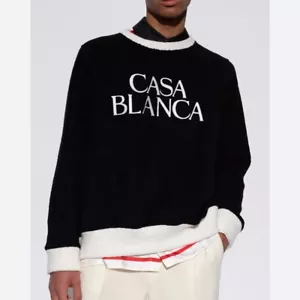 CASABLANCA Tennis Club Terry Cloth Embroidered Pullover Sweater Small - Picture 1 of 8