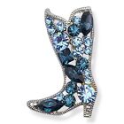 Blue Austrian Crystal Cowboy Boot Brooch Pin Jewelry Western Shoe Beautiful!!