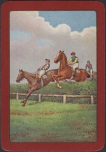 Tarjetas de juego cartas individuales antiguas vintage anchas * STEEPLECHASE CARRERAS DE CABALLOS * Caballos - Imagen 1 de 3