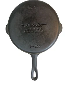 Vintage JAVELIN Cast Iron Skillet No. 5 Joliette Que Canada P-105 8” Diameter - Picture 1 of 12