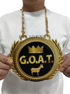 Greatest of All Time Turnover Chain Medal, 6.3" Gold Champ Medal Necklace Award - Picture 1 of 7
