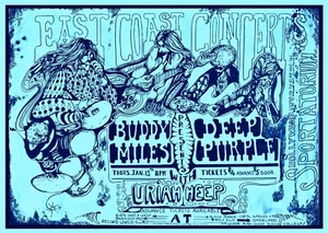 1972 DEEP LILA URIAH HEEP BUDDY MILES 13 x 17 Reproduktion Konzert Poster - Bild 1 von 1