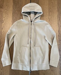 Helmut Lang Sponge Fleece Tape Zip Up Hoodie Jacket Men’s S Putty Beige Pockets - Picture 1 of 15