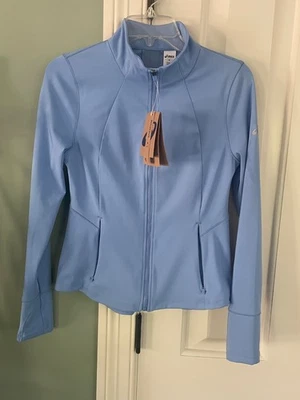 Asics Женская Синяя Йога Активная Одежда Эластичная Куртка на Молнии Карманы на молнии Sz S, NWT - Изображение 1 из 4