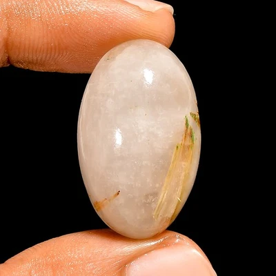 Natural Golden Rutile Quartz Loose Gemstone Oval Shape Cabochon 37 Ct 28X17X10mm - Image 1 of 2