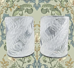 VTG Frosted Swirl Glass Votive Candle Holders Set of 2 - 3" x 2" - Clear - EUC - Picture 1 of 15