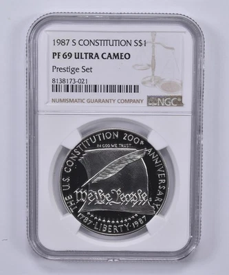 1987-S Constitution Commemorative Dollar Prestige Set PF69 UCAM NGC *1510 - Image 1 of 4