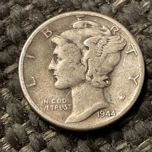 1944 Mercury Dime Silver Coin - Picture 1 of 2