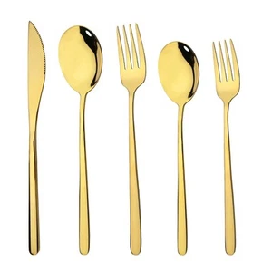 20-Piece Gold Silverware Set, 18/10 Stainless Steel Flatware Cutlery Set Serv... - Picture 1 of 8