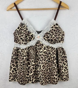 Cottage Fairycore Y2K Tank Top Medium Cami Whimsigoth Lace Animal Print Summer - Picture 1 of 8