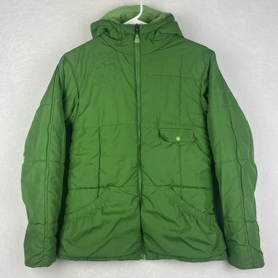 Columbia Chaqueta Reversible Jóvenes Niñas 14/16 Verde Con Capucha Bolsillos Logo Invierno Foto 1 de 4